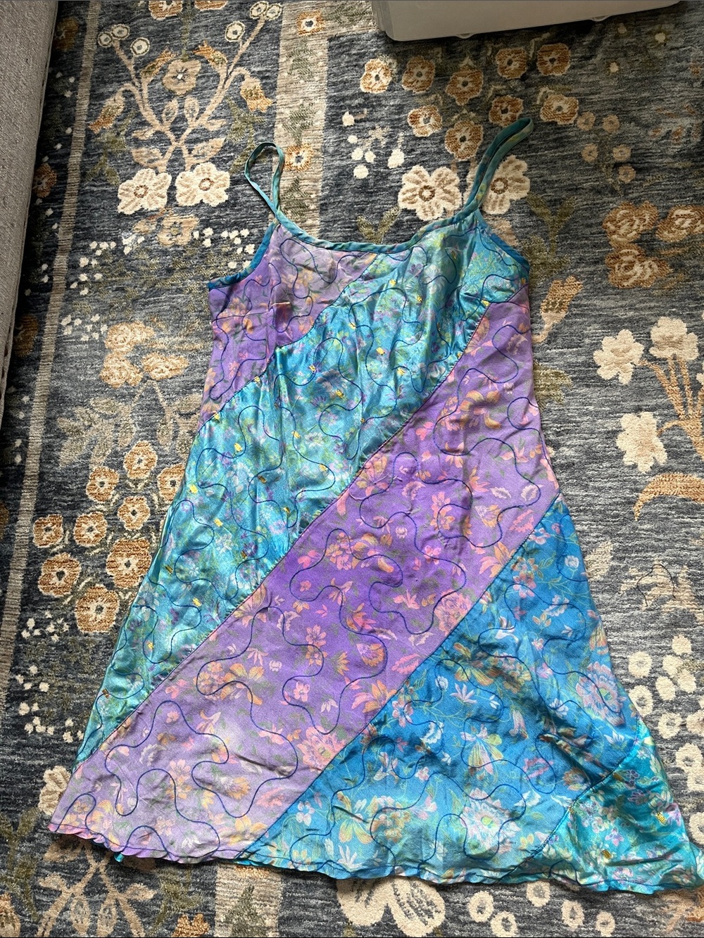Vintage Hugo Buscati Blue & Lavender Floral Slip dress